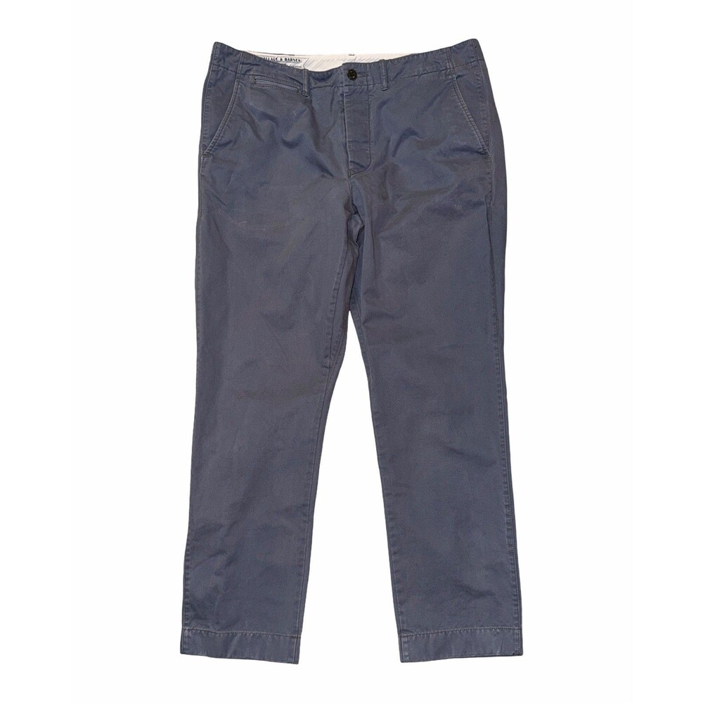 Wallace & Barnes Mens 36x 32-fits 36x30 Blue Officer’s Chino Cotton Pants Preppy